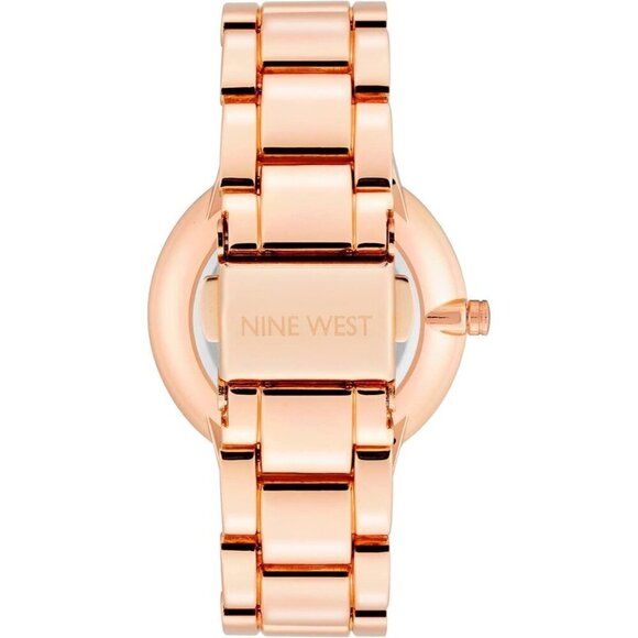 ✨ Nine West Crystal Accented Bracelet Women Pink Mineral Adjustable Clasp Watch - Picture 3 of 6